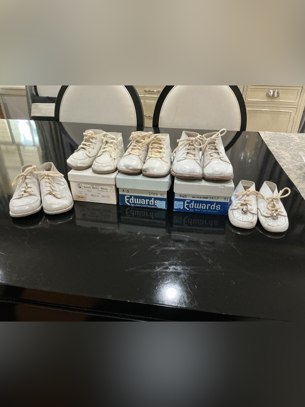 5 pair of vintage leather baby shoes